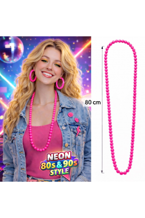 Neon Pembe Boncuk Kolye 80 Cm – Retro 80’ler 90’lar Parti Aksesuarı… Neon Pembe Boncuk Kolye 80 Cm – Retro 80’ler 90’lar Parti Aksesuarı…