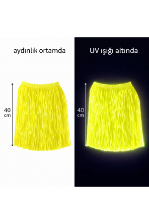 Neon Sarı Hawaii Parti Eteği 40 Cm&hellip;