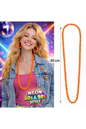 Neon Turuncu Boncuk Kolye 80 Cm – Retro 80’ler 90’lar Parti Aksesuar&hellip;