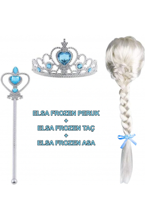 Örgülü Karlar Ülkesi Frozen Elsa Peruğu Tacı Ve Sopası Çocuk Boy&hellip;