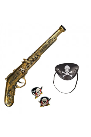 Oyuncak Korsan Tabancası Korsan Maskesi Ve 2 Adet Korsan Yüzüğü Seti&hellip;