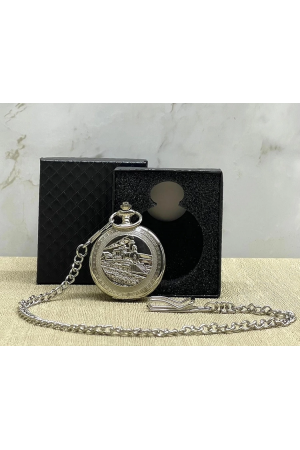 Özel Kutulu Tren Temali Gümüş Köstekli Saat Alk4675&hellip;