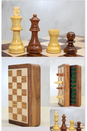 Özel Vernikli Mıknatıs Taşlı Ahşap Katlanabilir Kutulu Satranç Oyun&hellip;
