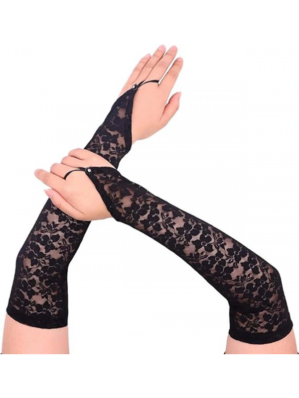 Parmak Askılı Zarif Gece Şıklığı Dantel Eldiven 40 Cm&hellip;