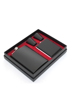 Paslanmaz Çelik 2 Shot Bardak Ve  Tabakalı Matara Seti Alk2670…