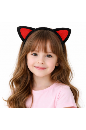 Peluş Kedi Kulak Taç Kırmızı Siyah – Çocuk Parti & Kostüm Tac&hellip;