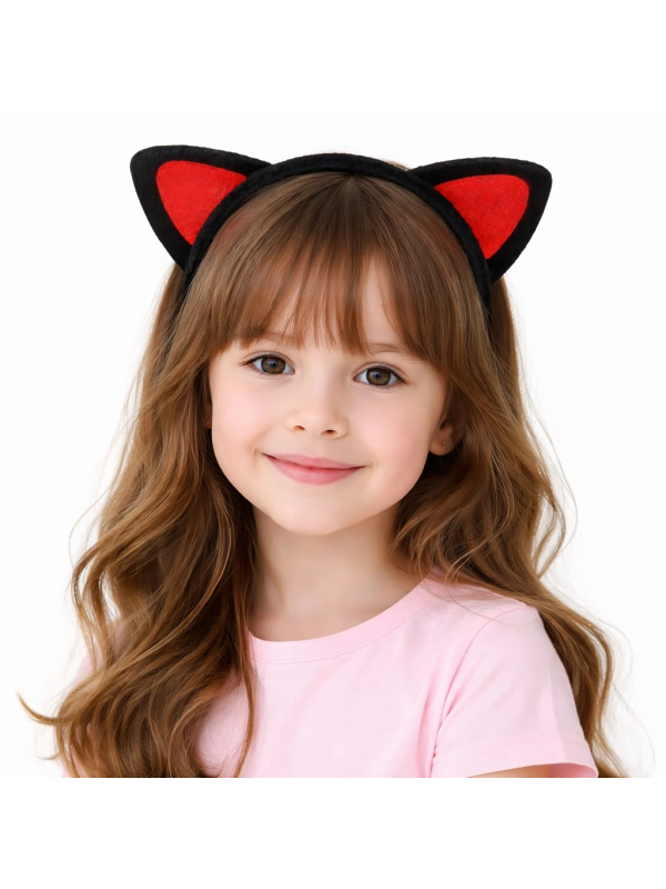 Peluş Kedi Kulak Taç Kırmızı Siyah – Çocuk Parti & Kostüm Tac&hellip;