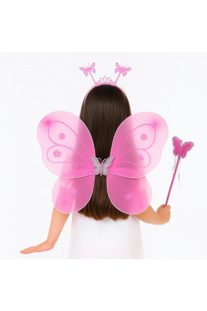 Pembe Kelebek Kız Seti – 50 Cm Kelebek Kanadı, Taç Ve Asa&hellip;