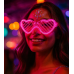 Pembe Led Işıklı Kalp Gözlük – 3 Modlu Parti & Glow Gözlüğü