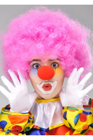 Pembe Renk Kıvırcık Afro Bonus Peruk Takma Saç Ve Kırmızı Burun Set&hellip;