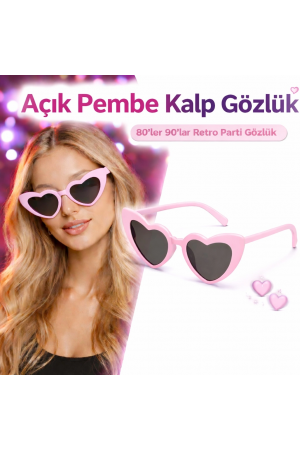 Pembe Retro Kalp Gözlük – 80’ler 90’lar Stil Parti Gözlüğü&hellip;