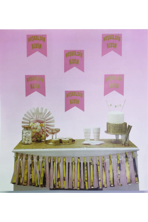 Pembe Üzeri Altın Hoşgeldin Kızım Flama Süs&hellip;