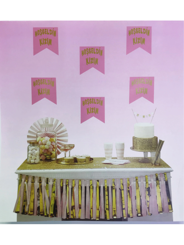 Pembe Üzeri Altın Hoşgeldin Kızım Flama Süs&hellip;