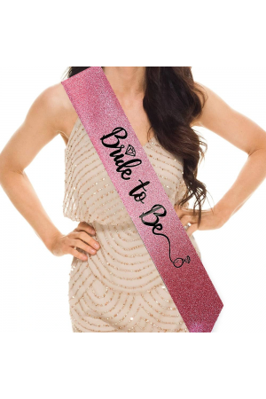 Pembe Üzeri Siyah İtalik Alyanslı Bride To Be Yazılı Simli Işıltıl&hellip;