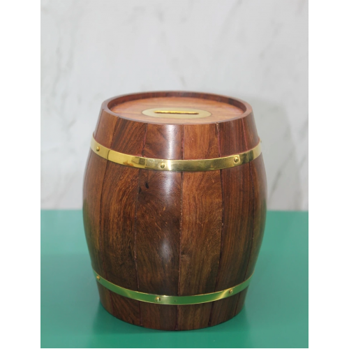 Pirinç Ahşap Fıçı Kumbara 1996