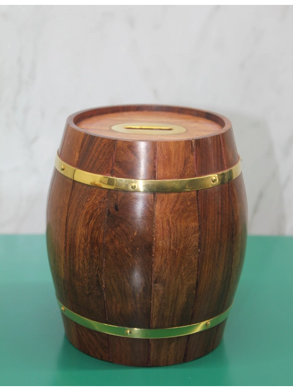 Pirinç Ahşap Fıçı Kumbara 1996&hellip;