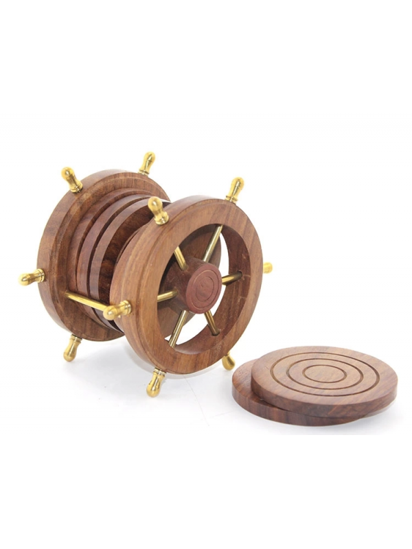 Pirinç Dümenli Ahşap Bardak Altı W720&hellip;