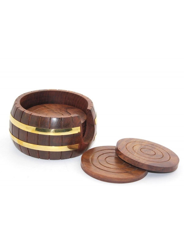 Pirinç Yuvarlak Ahşap Bardak Altı W431&hellip;