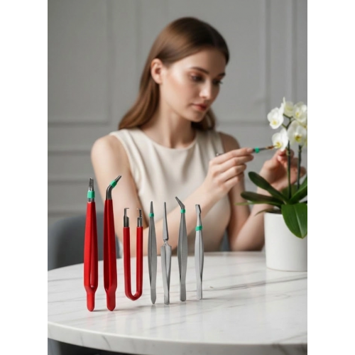 Premium 7 Parça Çelik Profesyonel Çiçek Bakım Ve Teraryum Cımbız Seti - Lüks Bakım Kiti