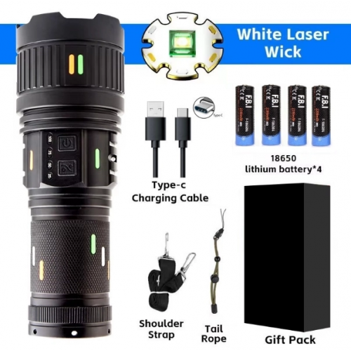 Pro F-3001 Alüminyum Tg Led Güç Göstergeli Type-c Şarjlı El Feneri 100 W