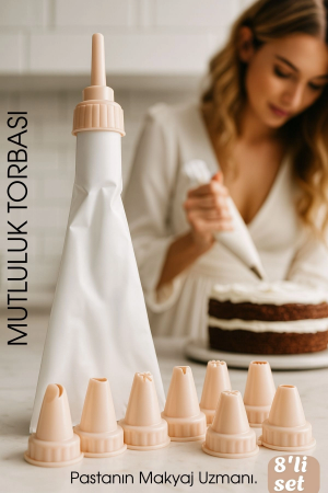 Profesyonel 8'li Krema Sıkma Torbası Seti | Pastacılık Dekoras&hellip;