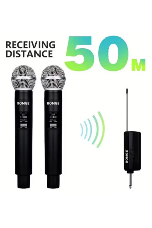 Profesyonel Çiftli Kablosuz Mikrofon Seti Karaoke Şarj Edilebilir 50 Met…