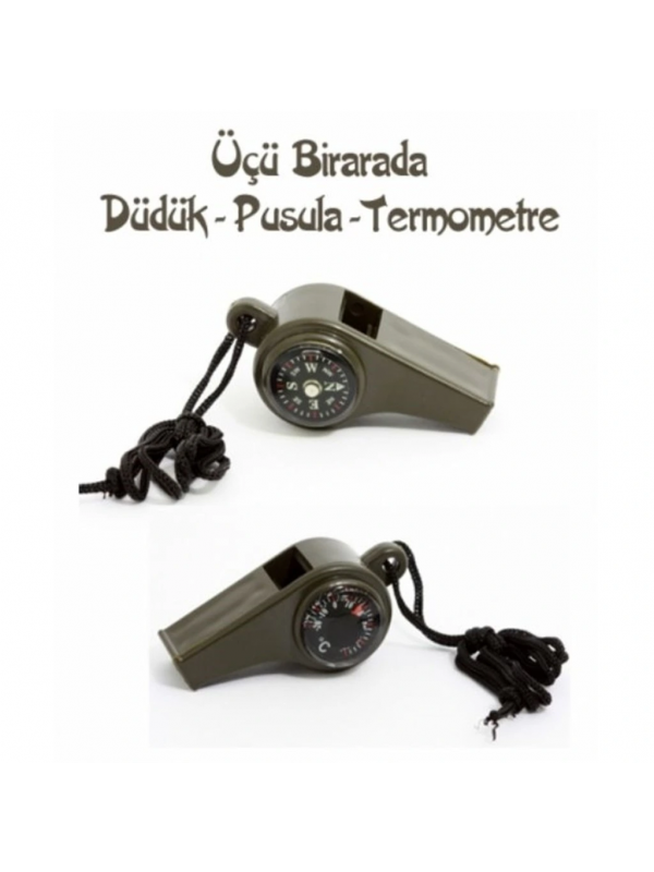 Pusulalı Termometreli Düdük - Survival Askılı Düdük&hellip;