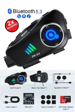 Q28 2x 2 Eşleşmeli Motosiklet Kask Bluetooth Kulaklık 1080p Kamera …