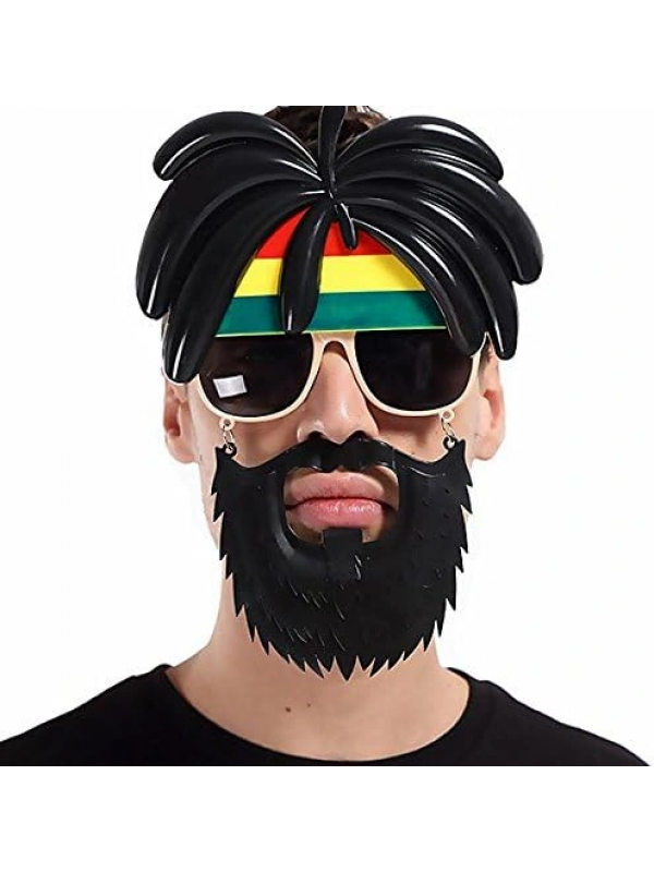 Rasta Peruklu Rasta Sakallı Bob Marley Bıyıklı Parti Gözlüğü 27x18&hellip;