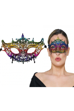 Rengarenk Dantel Kesim Dantel İşlemeli Balo Parti Maskesi Gökkuşağı&hellip;