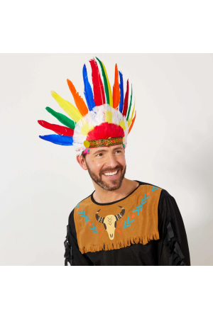 Rengarenk Gerçek Tüylü Lastik Aparatlı Kızılderili Başlığı&hellip;