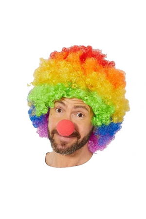 Rengarenk Gökkuşağı Afro Bonus Peruk Ve Kırmızı Renk Sünger Burun &hellip;