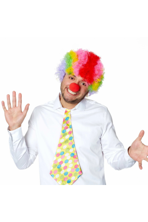 Rengarenk Kıvırcık Afro Bonus Peruk Ve Kırmızı Burun Seti&hellip;