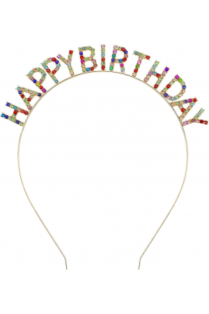 Rengarenk Kristal Taşlı Ekstra Lüks Gümüş Kaplama Happy Birthday Ta�&hellip;