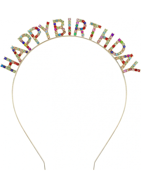 Rengarenk Kristal Taşlı Ekstra Lüks Gümüş Kaplama Happy Birthday Ta�&hellip;