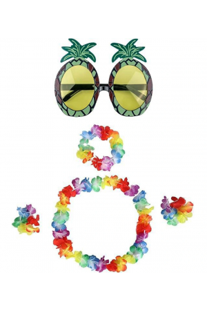 Renkli Ananas Gözlük, Taç, Kolye Ve Bileklik Seti&hellip;