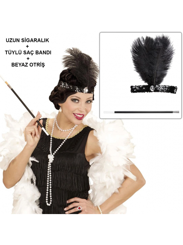 Retro Charliston Beyaz OtriÅŸli Aksesuar Seti – 20'ler 90… Retro Charliston Beyaz OtriÅŸli Aksesuar Seti – 20'ler 90…