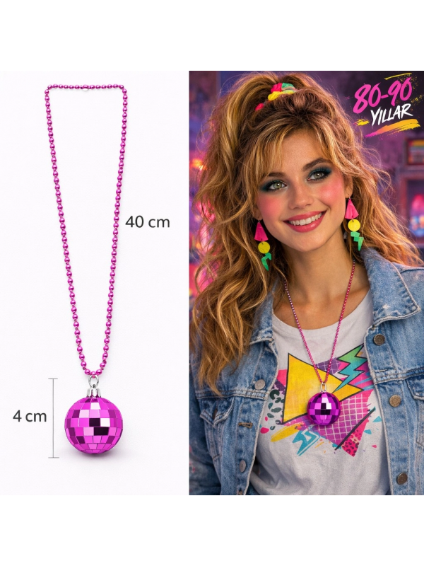 Retro Disko Topu Şekilli 80'ler 90'lar Fuşya Pembe Renk … Retro Disko Topu Şekilli 80'ler 90'lar Fuşya Pembe Renk …