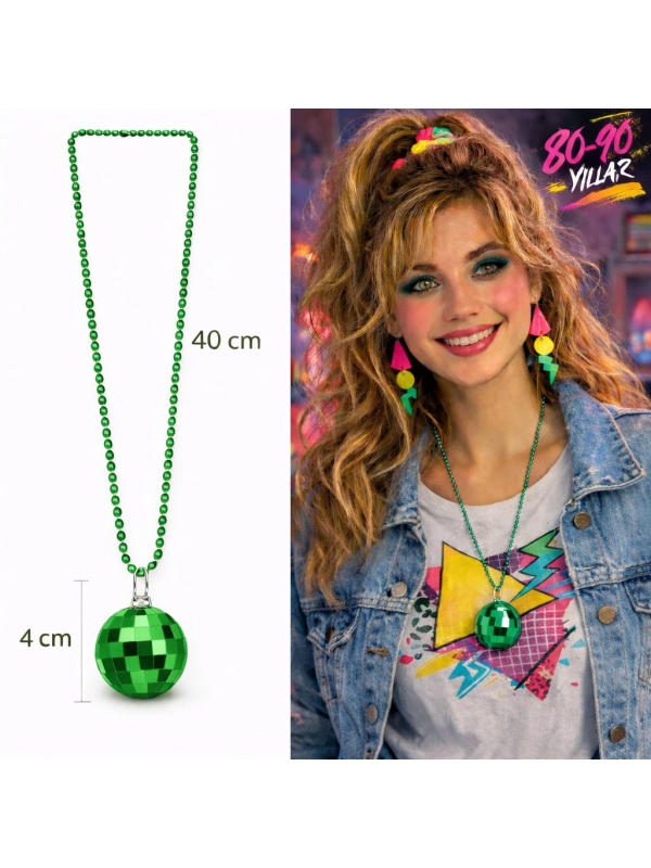 Retro Disko Topu Şekilli 80'ler 90'lar Yeşil Renk Plasti&hellip;