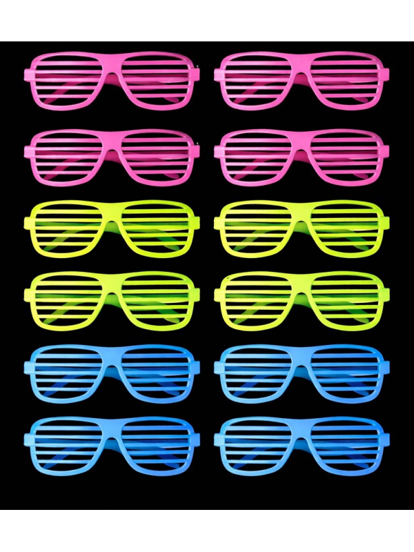 Retro Neon Fosforlu Panjur Gözlük 12 Adet – 80’ler 90’lar Parti St&hellip;