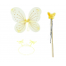 Sarı Kelebek Erkek-kız Seti – 50 Cm Kelebek Kanadı, Taç Ve Asa