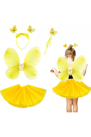 Sarı Kelebek Kostümü Çocuk - Sarı Kelebek Kostüm Aksesuar Seti 4 Par&hellip;