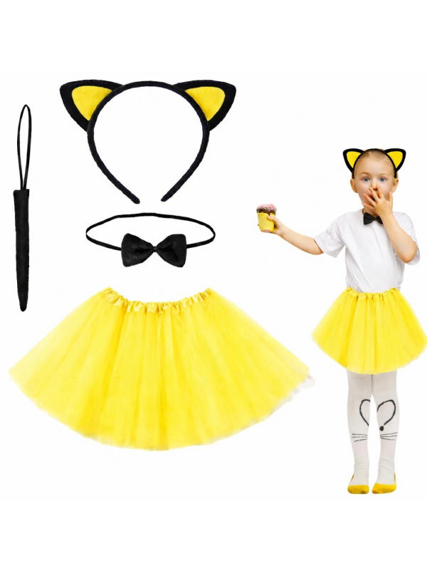 Sarı Renk Etekli Kedi Kostüm Seti (tütü, Taç, Papyon, Kuyruk)&hellip;
