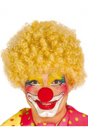 Sarı Renk Kıvırcık Afro Bonus Peruk Takma Saç Ve Kırmızı Burun Set&hellip;