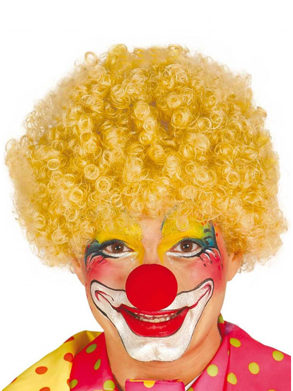 Sarı Renk Kıvırcık Afro Bonus Peruk Takma Saç Ve Kırmızı Burun Set&hellip;