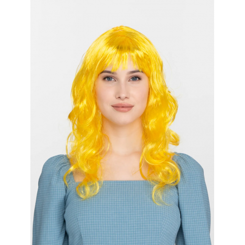 Sarı Renk Uzun Dalgalı Parti Peruğu