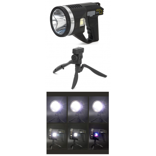 Şarjlı Dev Boy El Feneri Tripod Ayaklı Parlak Led El Lambası Kamp, Av Ve Güvenlik İçin İdeal