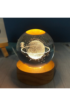 Satürnlü Kız Temalı Işıklı Cam Küresi&hellip;