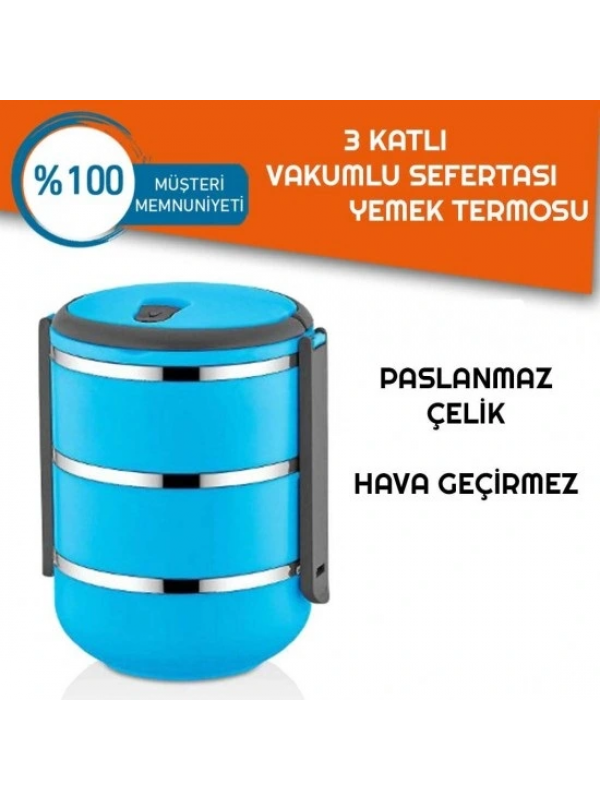 Sefer Tası Yemek Termosu Saklama Kabı Termosu 3lü - Mavi… Sefer Tası Yemek Termosu Saklama Kabı Termosu 3lü - Mavi…