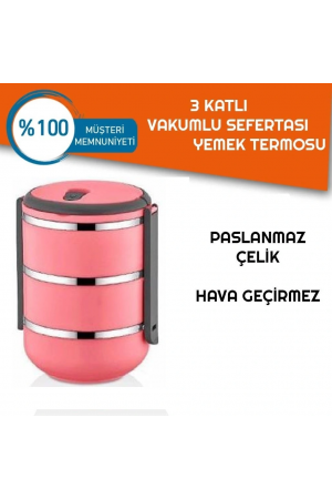 Sefer Tası Yemek Termosu Saklama Kabı Termosu 3lü - Pembe&hellip;